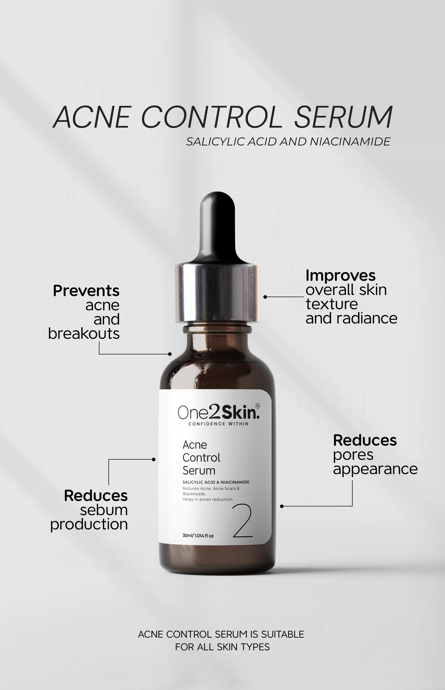 one2skin acne control serum benefits suitable for all skin types