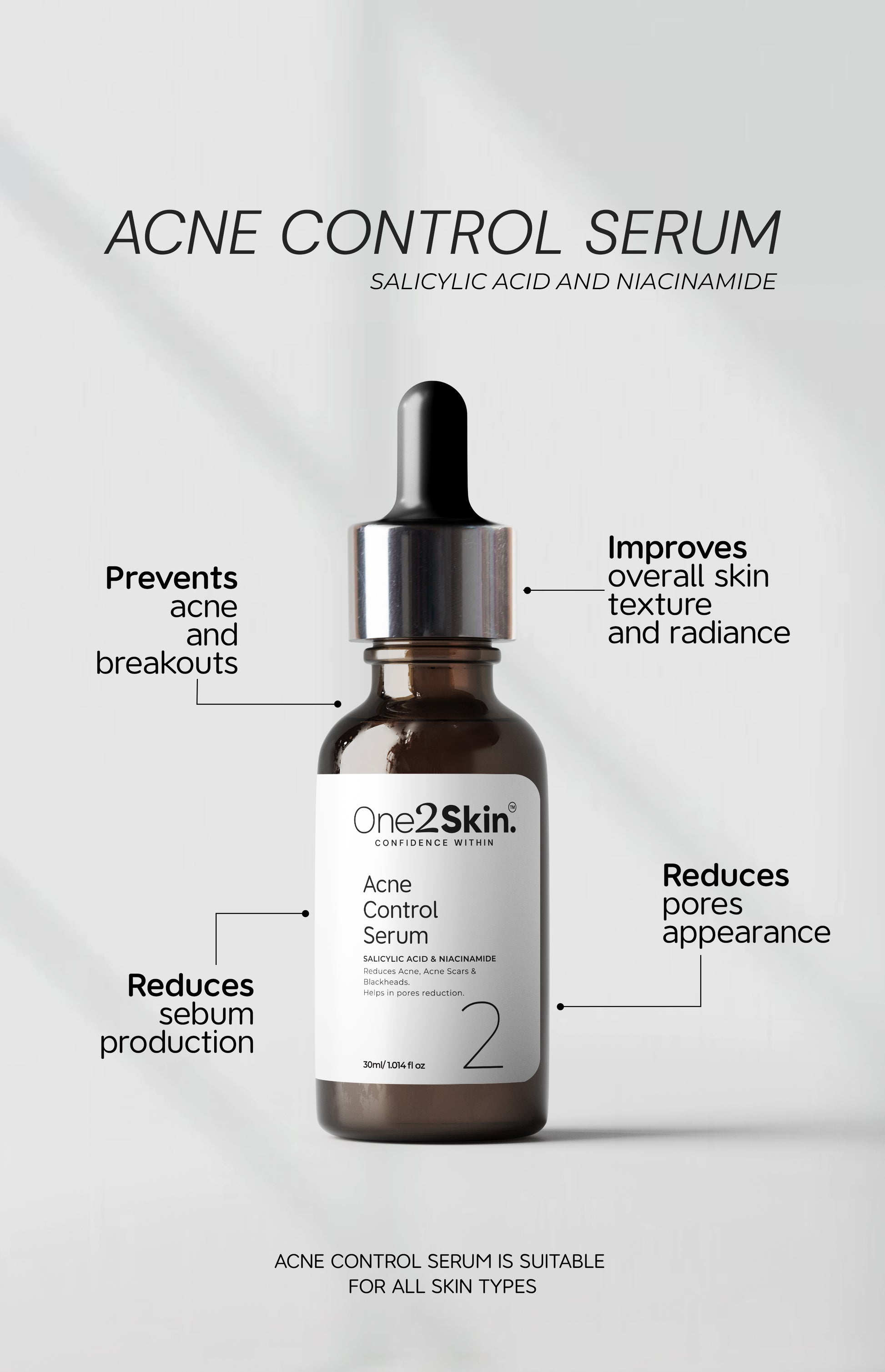 one2skin acne control serum benefits suitable for all skin types